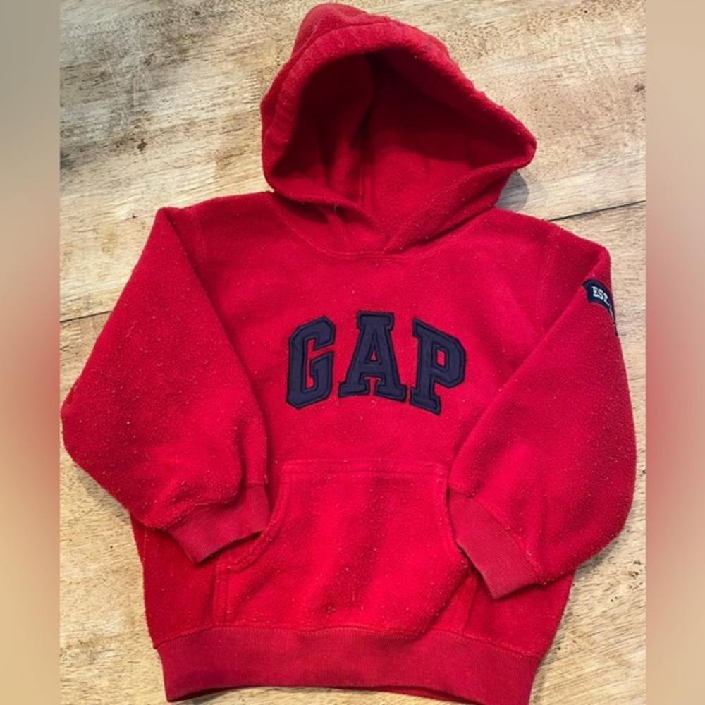 Vintage Baby Gap 3XL 3‎ Years Red 100% Polyester Hoodie W/Pouch
